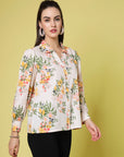 Floral Printed Spread Collar Regular Fit Casual Buttoned Top