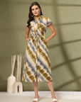 Women Tie and Dye Printed A-Line Midi Dress