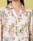 Floral Printed Spread Collar Regular Fit Casual Buttoned Top