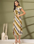 Women Tie and Dye Printed A-Line Midi Dress