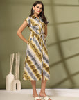 Women Tie and Dye Printed A-Line Midi Dress