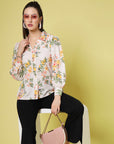 Floral Printed Spread Collar Regular Fit Casual Buttoned Top