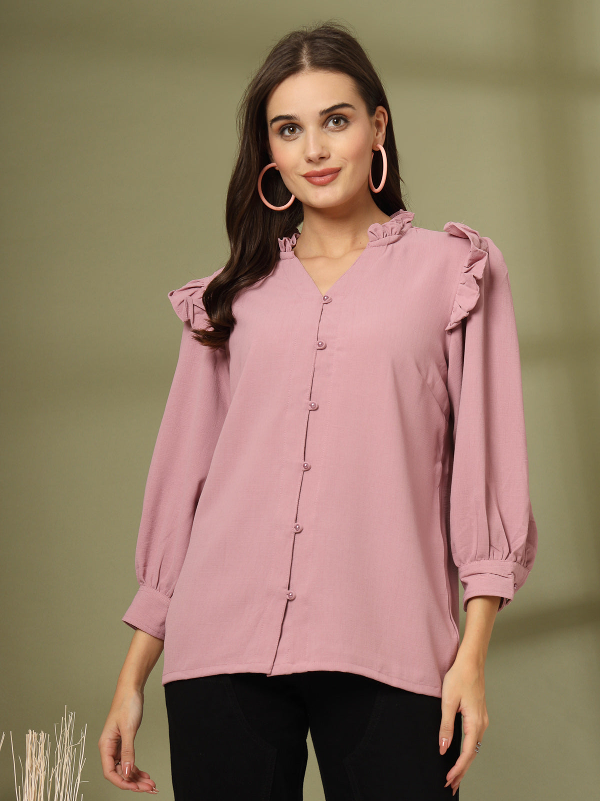 Pink Solid  Regular Cotton top