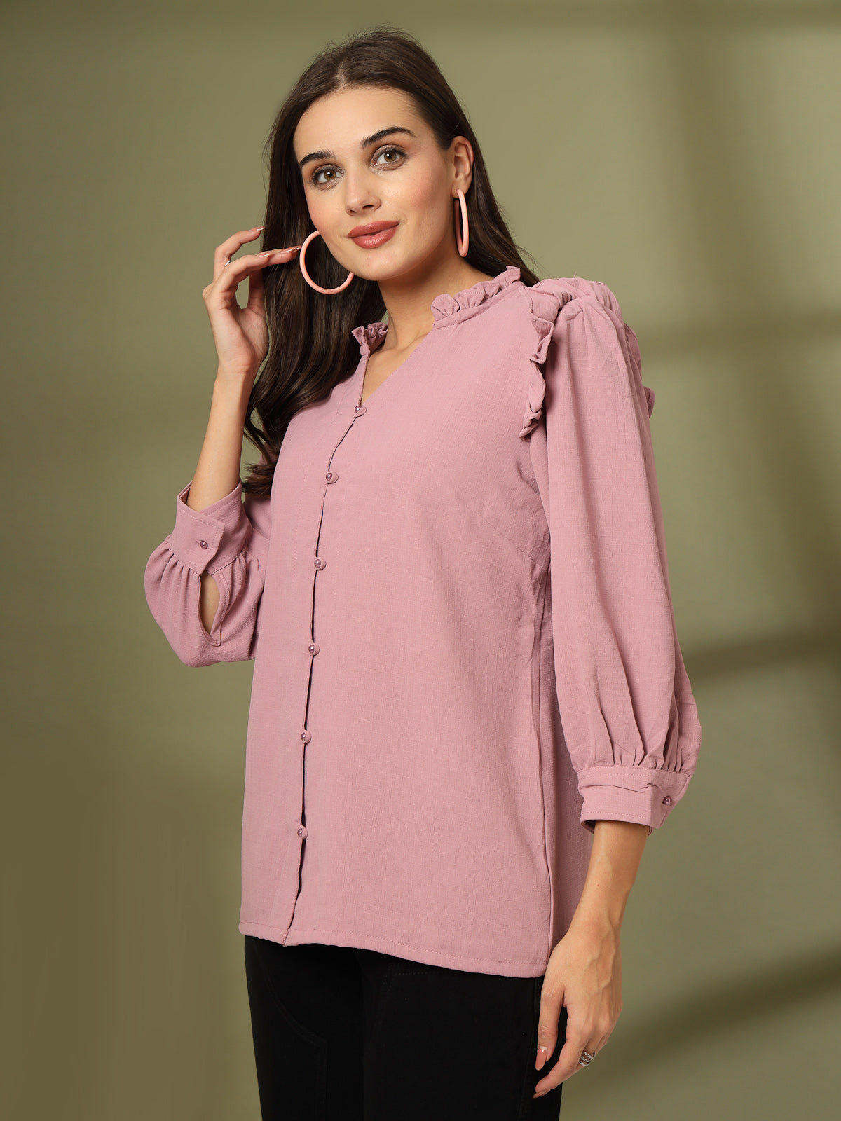 Pink Solid  Regular Cotton top