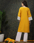 Ethnic Motifs Printed Flared Sleeves Cotton Straight Kurta