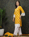 Ethnic Motifs Printed Flared Sleeves Cotton Straight Kurta