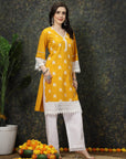 Ethnic Motifs Printed Flared Sleeves Cotton Straight Kurta