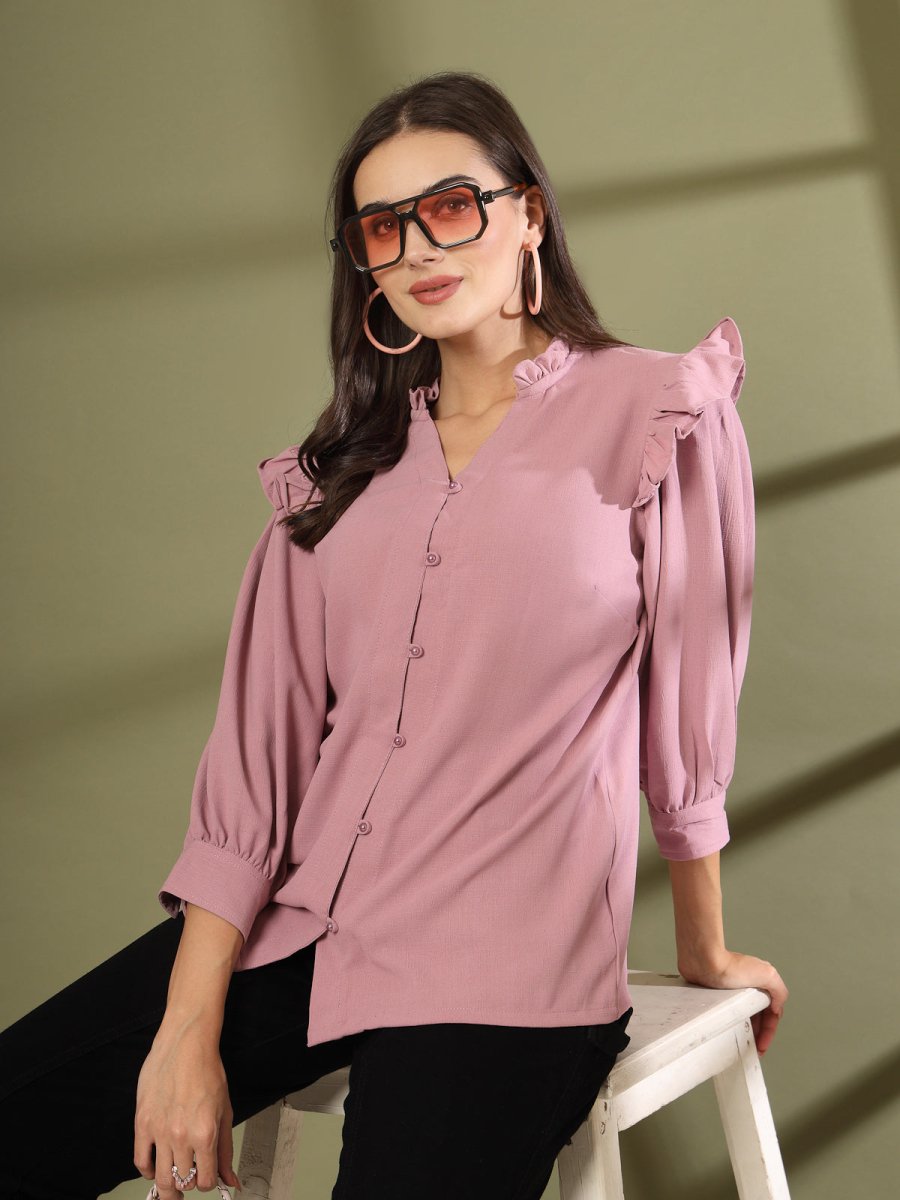 Pink Solid  Regular Cotton top