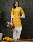 Ethnic Motifs Printed Flared Sleeves Cotton Straight Kurta