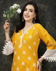 Ethnic Motifs Printed Flared Sleeves Cotton Straight Kurta