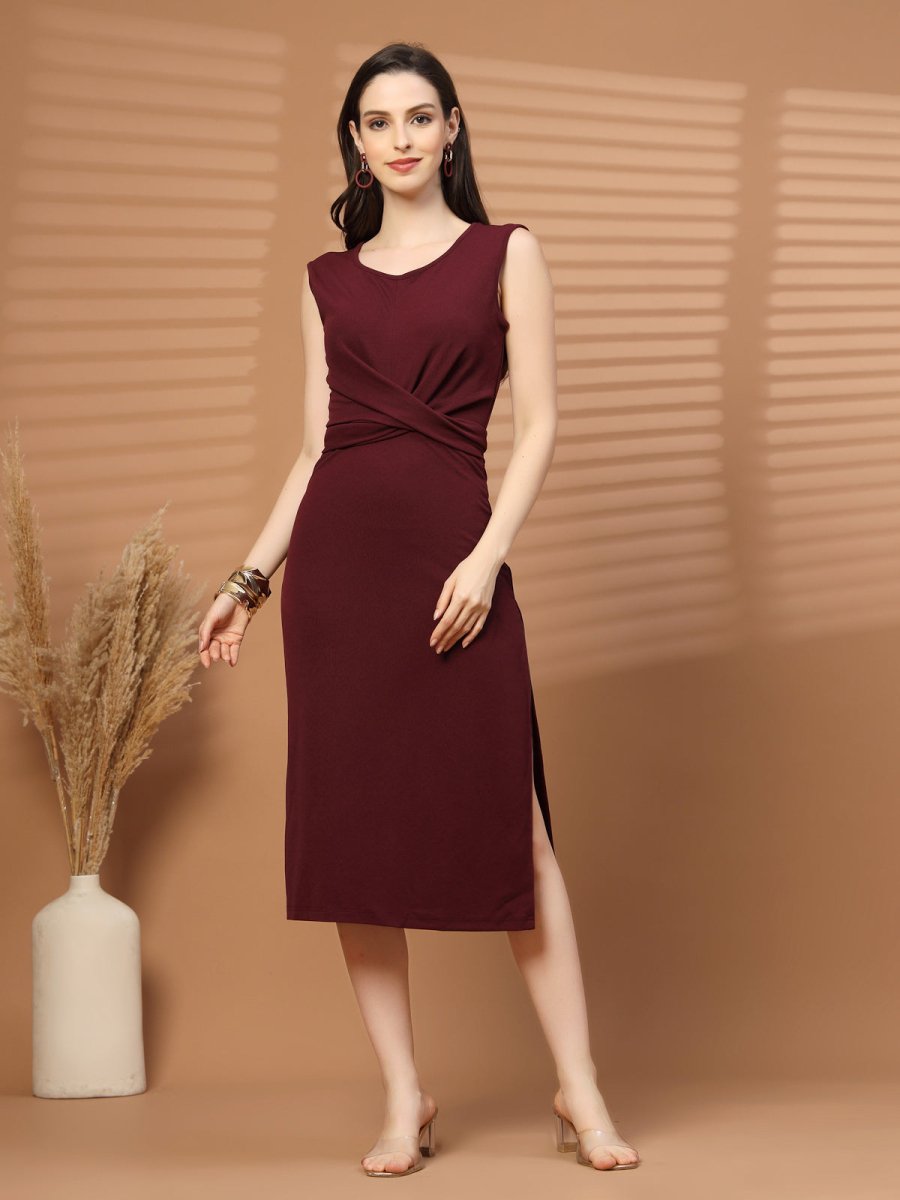 Women Sheath Midi Sleeveless Dress