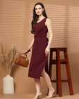 Women Sheath Midi Sleeveless Dress