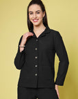 Spread Collar Regular Fit Casual Buttoned Top