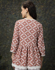 Pink  White Floral Printed Peplum Top
