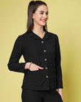 Spread Collar Regular Fit Casual Buttoned Top