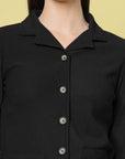 Spread Collar Regular Fit Casual Buttoned Top
