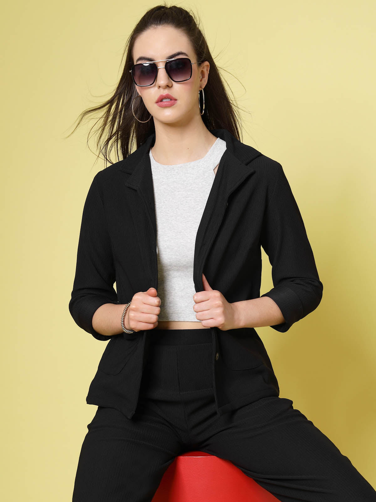 Spread Collar Regular Fit Casual Buttoned Top