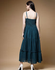 Blue Striped Shoulder Straps Maxi Dress