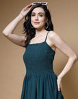 Blue Striped Shoulder Straps Maxi Dress