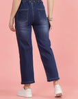 Women Blue High-Rise Clean Look Light Fade Frayed Hem Cotton Jeans