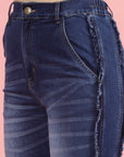Women Blue High-Rise Clean Look Heavy Fade Frayed Hem Cotton Jeans