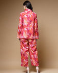 Pink Printed Long Sleeves Shirt With Trousers