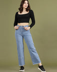 Women High-Rise Clean Look Cotton Jeans