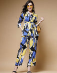 Blue Printed Shirt With Trousers