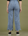 Women Blue High-Rise Clean Look Heavy Fade Frayed Hem Cotton Jeans