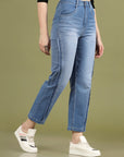 Women Slash Knee Light Fade Stretchable Jeans