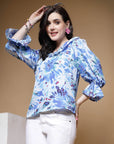 Abstract Printed Bell Sleeve Regular Top