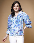 Abstract Printed Bell Sleeve Regular Top