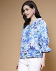 Abstract Printed Bell Sleeve Regular Top