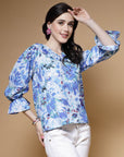 Abstract Printed Bell Sleeve Regular Top