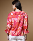 Abstract Printed Bell Sleeve Regular Top