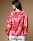 Abstract Printed Bell Sleeve Regular Top