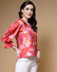 Abstract Printed Bell Sleeve Regular Top