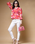 Abstract Printed Bell Sleeve Regular Top