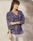 Floral Print Cotton Shirt Style Top