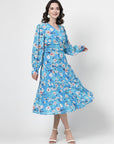Floral Print Flared Sleeve Dress