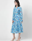 Floral Print Flared Sleeve Dress
