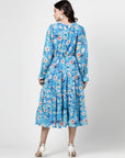 Floral Print Flared Sleeve Dress
