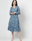 Floral Print Puff Sleeve Dress