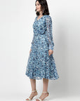 Floral Print Puff Sleeve Dress