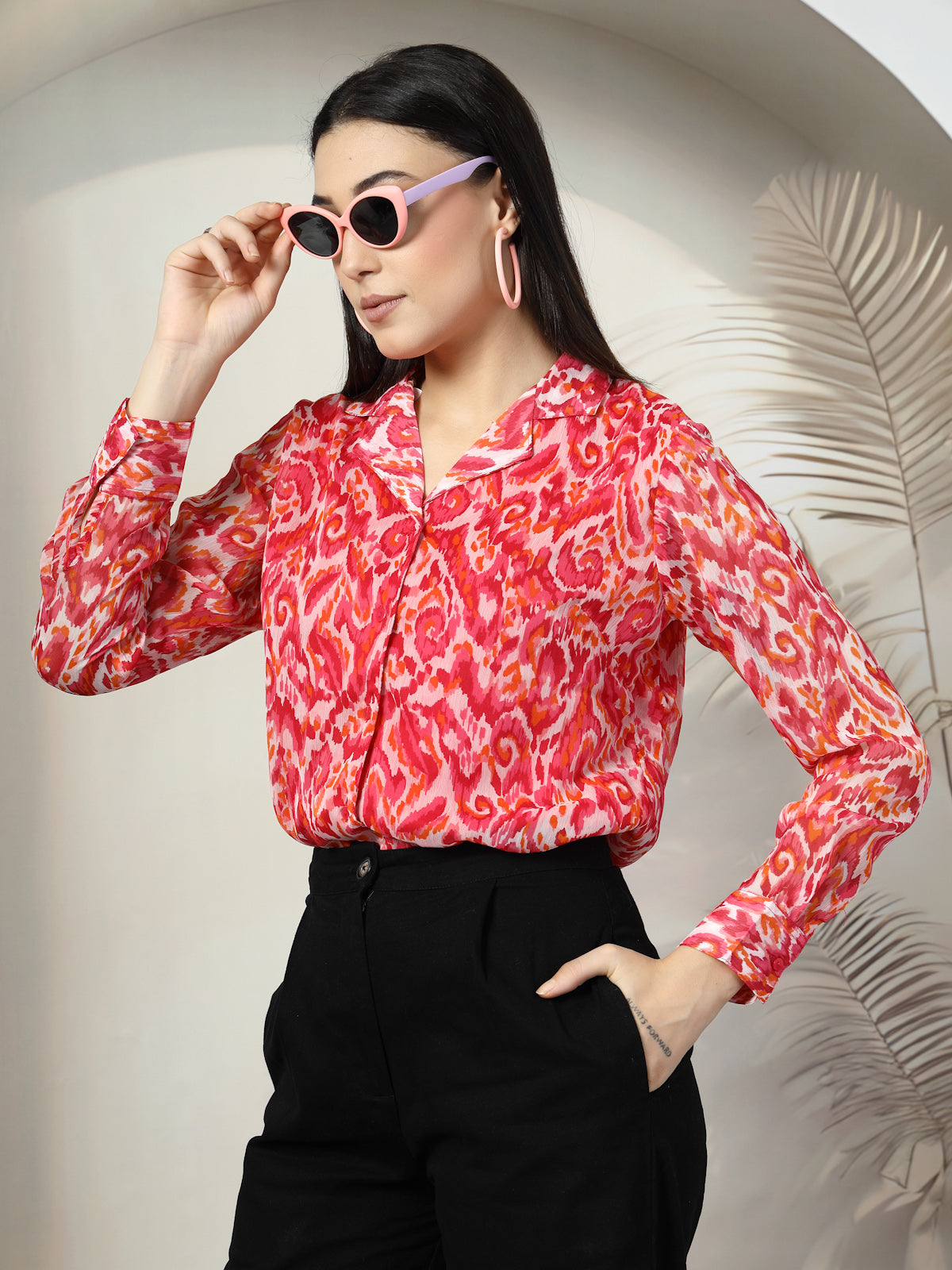 Women Pink Floral Opaque Printed Casual Shirt