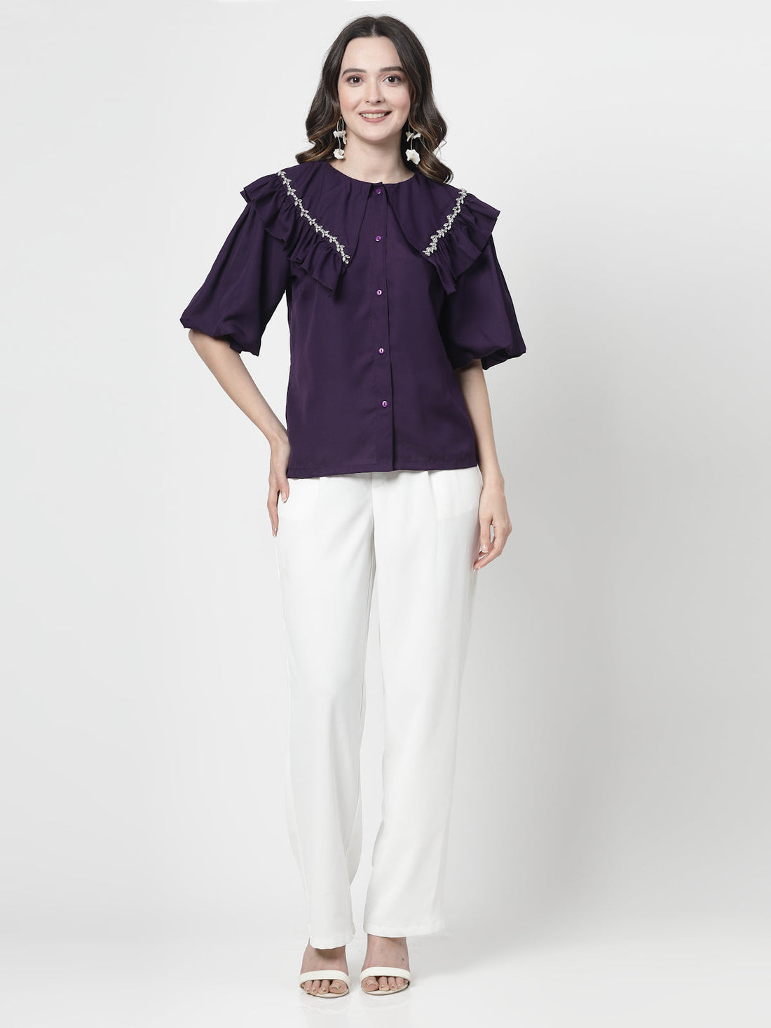 Women Opaque Checked Casual Buttoned Top