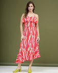 Abstract Printed Shoulder Straps A-Line Dress