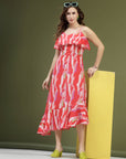 Abstract Printed Shoulder Straps A-Line Dress