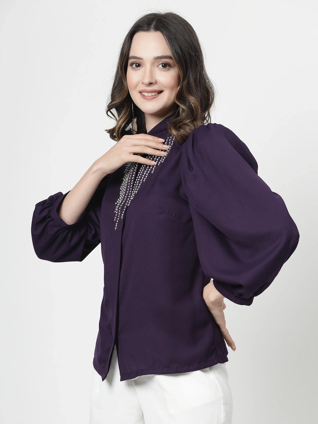 Women Opaque Checked Casual Buttoned Top