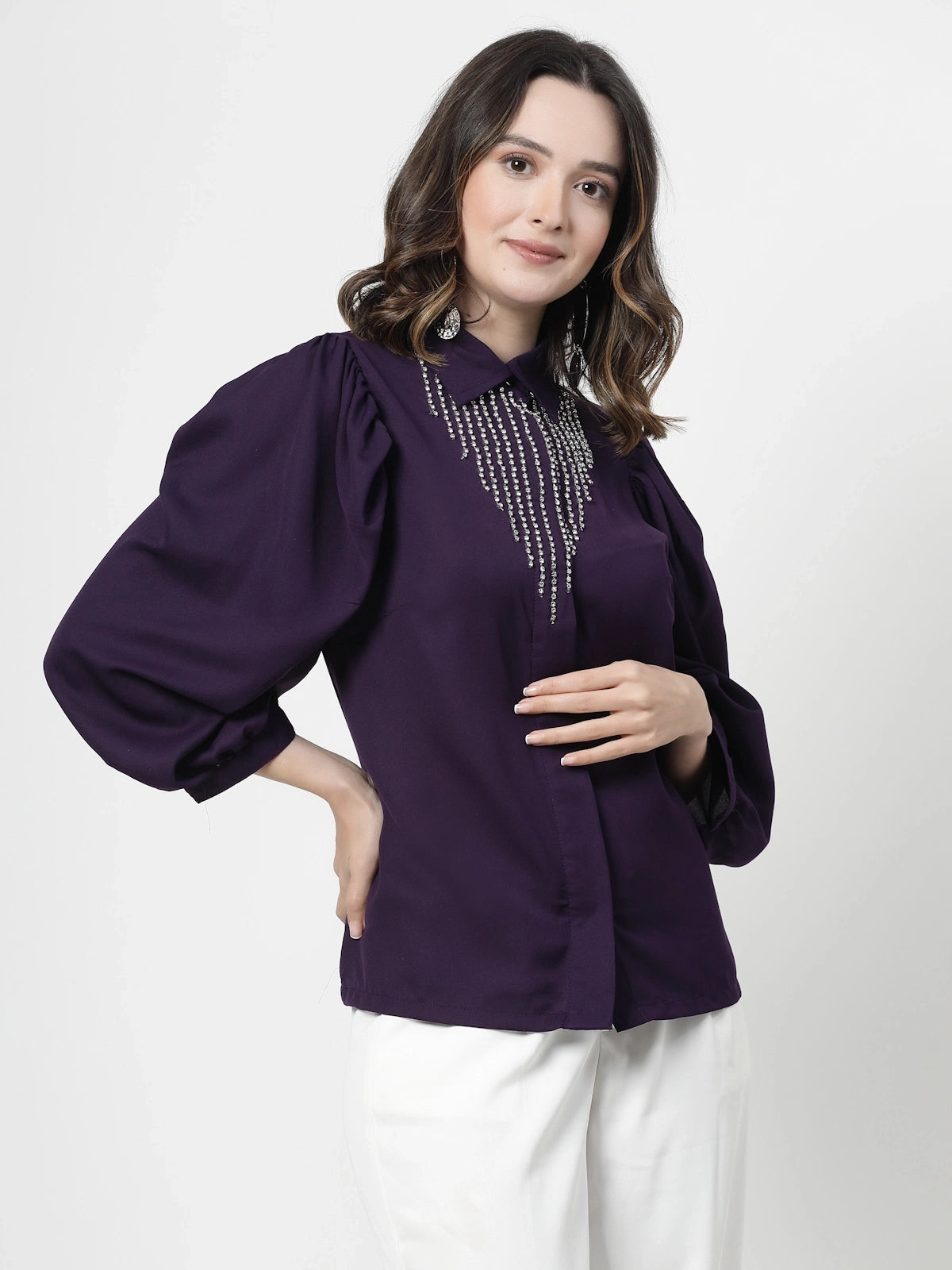 Women Opaque Checked Casual Buttoned Top